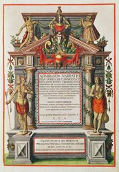 Admiranta Narratio.... Portada (página 1), 1585-1588 (grabado en color)
